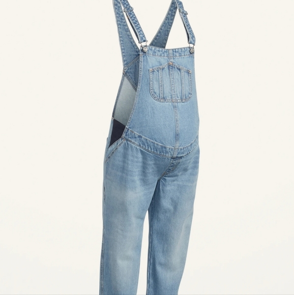 Maternity Side-Panel Slouchy Straight Jean Overalls - Picture 4 of 5